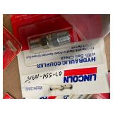 Lot of Lincoln Hydraulic Couplers & Adapters with Battery Cable Assortment