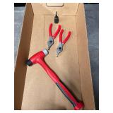 Snap-on Tools Lot: Dead Blow Hammer, Snap Ring Pliers, Socket Bit Set