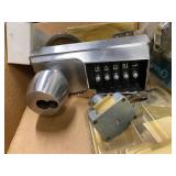 Assorted Lock and Door Hardware Lot: Locks, Keys, Door Latches, Mixed New & Used