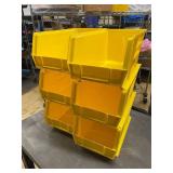 Set of 6 Uline S-12419 Yellow Stacking Bins for Storage and Organization