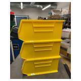 Set of 6 Uline S-12419 Yellow Stacking Bins for Storage and Organization