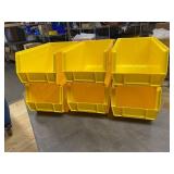 Set of 6 Uline S-12419 Large Yellow Plastic Storage Bins