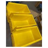 Set of 6 Uline S-12419 Large Yellow Plastic Storage Bins