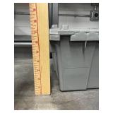 Set of 4 Gray Plastic Storage Bins with Attached Lids, Stackable, 12x10x8 Inches