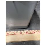 Set of 4 Gray Plastic Storage Bins with Attached Lids, Stackable, 12x10x8 Inches