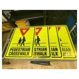 Set of Durable Pedestrian Crosswalk Yield Signs for Enhanced Safety and Visibility