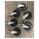 Set of 6 Durable Black Caster Wheels with Metal Brackets for Replacement or New Projects