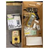 Lot of Electronic Testing Devices Including Vintage Battery Tester, Measure Master Laser, and Accessories