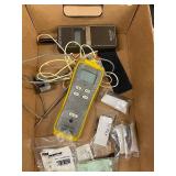 Lot of Electronic Testing Devices Including Vintage Battery Tester, Measure Master Laser, and Accessories