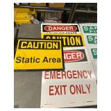 Lot of Industrial Safety Signs: Caution, Danger, Emergency Exit, Safety First, Open Door Slowly