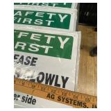 Lot of Industrial Safety Signs: Caution, Danger, Emergency Exit, Safety First, Open Door Slowly