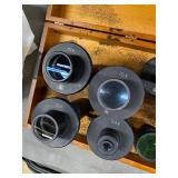 Set of Optical Lenses for Jones & Lamson Comparators in Original Wooden Box