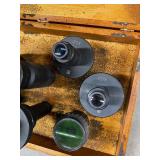 Set of Optical Lenses for Jones & Lamson Comparators in Original Wooden Box