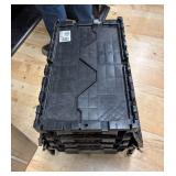 Set of 4 Stackable Black Plastic Storage Totes with Attached Lids