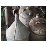 Vintage Metal Gas Cans (x2) and Large Funnel (x1)