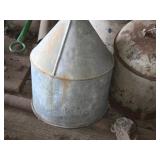 Vintage Metal Gas Cans (x2) and Large Funnel (x1)