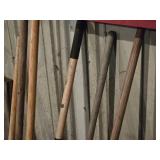 (1) Post Hole Digger, (2) Garden Hoes, (1) Field Cultivator Sweep