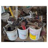 Lot of (1 Pallet) Hand Tools, Hardware - Paint Rollers, Clamps, Hacksaw, Scrapers, Files and much more