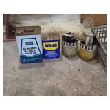 Vintage Oil/WD40/Antifreeze Cans with Tools