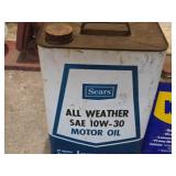 Vintage Oil/WD40/Antifreeze Cans with Tools