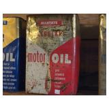 Lot of (6) Vintage Motor Oil Cans (x3), Paint Thinner (x1), Auto Heater (x1)