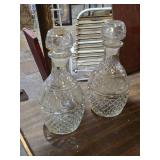 Lot of (2) Vintage Crown Royal Glass Whiskey Decanter with Stopper