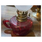 Lot of (2) Vintage 8" Glass Oil Lamps (ruby red)