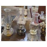 Lot of (3) Vintage 13" Glass Kerosene Oil Lamps