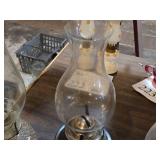 Lot of (3) Vintage 13" Glass Kerosene Oil Lamps