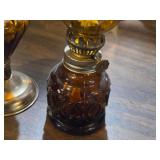 Lot of (3) Vintage 8" Glass Oil Lamps (amber)