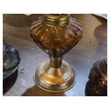 Lot of (3) Vintage 8" Glass Oil Lamps (amber)