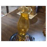 Lot of (3) Vintage 8" Glass Oil Lamps (amber)