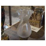 Lot of (4) Vintage Glass Oil Lamps (amber)