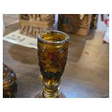 Lot of (4) Vintage Glass Oil Lamps (amber)