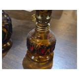Lot of (4) Vintage Glass Oil Lamps (amber)