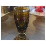 Lot of (4) Vintage Glass Oil Lamps (amber)