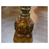 Lot of (4) Vintage Glass Oil Lamps (amber)