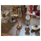 Lot of (5) Vintage 8" Glass Oil Lamps (clear)