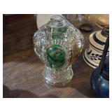 Vintage Pressed Glass Oil/Perfume Bottle, Garden Tea Light / Lantern, Vintage Old Spice Lighthouse Decanter, Ceramic Oil Lamp Base