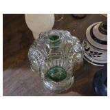 Vintage Pressed Glass Oil/Perfume Bottle, Garden Tea Light / Lantern, Vintage Old Spice Lighthouse Decanter, Ceramic Oil Lamp Base