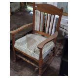 Vintage 36" Wooden Rocking Chair | Padded