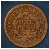 1851 Braided Hair Large Cent VF, Original Surfaces