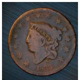 1833 Coronet Head Large Cent VG