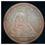 Scarce 1841 Liberty Seated Half Dollar VG - Only 310k minted