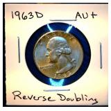 AU+ 1963 D Washington Quarter, Reverse Doubling