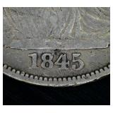 1845 O Seated Liberty Half Dollar Repunched Date - Details