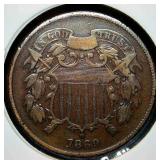 Better Date 1869 2 Cent Piece VF+, Original Surfaces, No "WE" Variety?