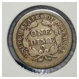 1853 O Liberty Seated Dime VG, Original Surfaces