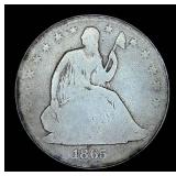 1865 S Liberty Seated Half Dollar - Old Cleaning