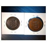 (2) Better Quality British State of Jersey 1/12th Shilling Coins